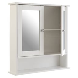 Orsina Spacious Bathroom Cabinet With Mirrored Doors, Elegant Bathroom Wall Cabinet, Sleek Cabinet For Washroom in White - thumbnail 2