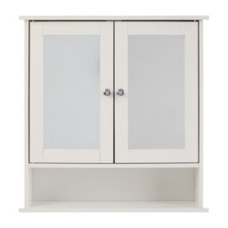 Orsina Spacious Bathroom Cabinet With Mirrored Doors, Elegant Bathroom Wall Cabinet, Sleek Cabinet For Washroom in White