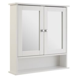Orsina Spacious Bathroom Cabinet With Mirrored Doors, Elegant Bathroom Wall Cabinet, Sleek Cabinet For Washroom in White - thumbnail 4