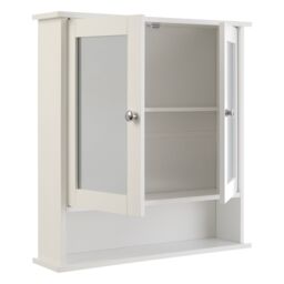Orsina Spacious Bathroom Cabinet With Mirrored Doors, Elegant Bathroom Wall Cabinet, Sleek Cabinet For Washroom in White - thumbnail 5