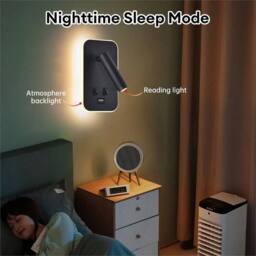 VOGREX Black LED Reading Lamp Wall Light Bedroom Bedside Sconce With Switch - thumbnail 6