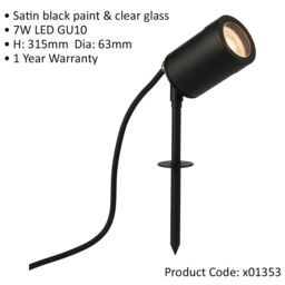 Loops Outdoor IP65 Ground Spike Spotlight - 7W GU10 LED - Satin Black Finish - thumbnail 2
