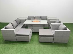 Fimous 10 Seat Rattan Lounge Sofa Set Outdoor Garden Furniture Set in Light Grey - thumbnail 1