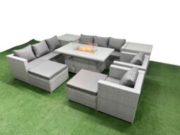 Fimous 10 Seat Rattan Lounge Sofa Set Outdoor Garden Furniture Set in Light Grey - thumbnail 2