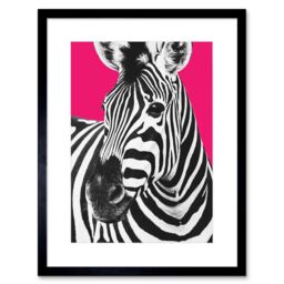 "Artery8 Wall Art Print Close up Beasties Zebra Art Framed 9x7 inch in Black - Size: W7"" x H9""" - thumbnail 1