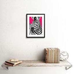 "Artery8 Wall Art Print Close up Beasties Zebra Art Framed 9x7 inch in Black - Size: W7"" x H9""" - thumbnail 2