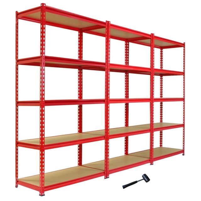Monstershop 3 x Z-Rax Metal Racking Unit Red 90cm & Free Mallet - image 1