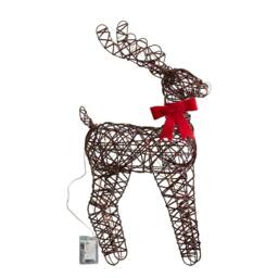 Samuel Alexander 60cm Battery Operated Christmas Reindeer with Red Bow & White LEDs in Brown - thumbnail 1