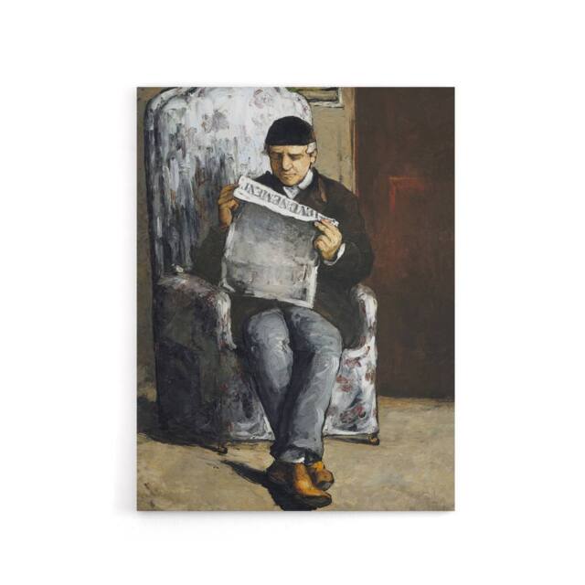 "Artery8 The Artists Father Reading Newspaper Cezanne Canvas Wall Art Print - Size: W12"" x H16""" - image 1