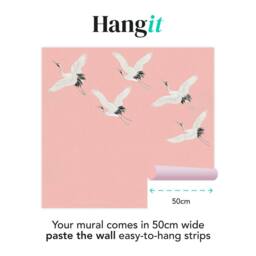 Superfresco Easy Cranes in Flight Blush Print To Order 3m x 2.8m Mural in Pink - thumbnail 3