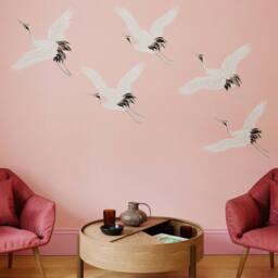 Superfresco Easy Cranes in Flight Blush Print To Order 3m x 2.8m Mural in Pink - thumbnail 1
