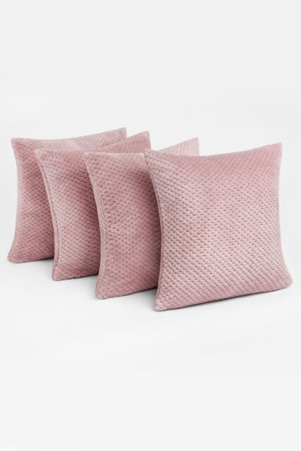 OHS 4 Pack of Waffle Fleece Square Cushion Covers in Light Pink - Size: 45 cm x 45 cm - image 1