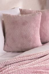 OHS 4 Pack of Waffle Fleece Square Cushion Covers in Light Pink - Size: 45 cm x 45 cm - thumbnail 2