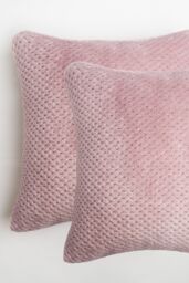 OHS 4 Pack of Waffle Fleece Square Cushion Covers in Light Pink - Size: 45 cm x 45 cm - thumbnail 5