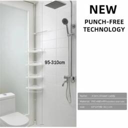 Kelvenix White Plastic-Telescopic Bathroom Wall Corner Shelf Rack 4 Tier Shower - thumbnail 3
