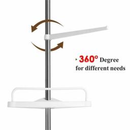 Kelvenix White Plastic-Telescopic Bathroom Wall Corner Shelf Rack 4 Tier Shower - thumbnail 7