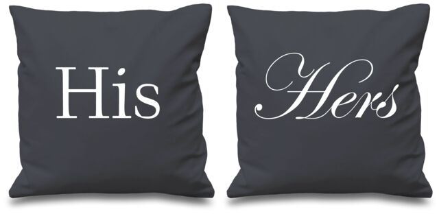 60 SECOND MAKEOVER His Hers Grey Cushion Coverstive - Size: 40 cm x 40 cm