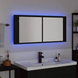 Berkfield Home LED Mirror Cabinet Black Oak 100x12x45 cm Engineered Wood - Size: 100 x 12 x 45 cm - thumbnail 5