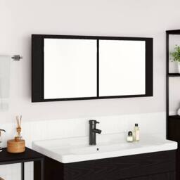 Berkfield Home LED Mirror Cabinet Black Oak 100x12x45 cm Engineered Wood - Size: 100 x 12 x 45 cm - thumbnail 4