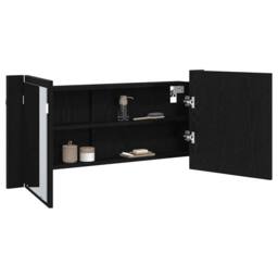 Berkfield Home LED Mirror Cabinet Black Oak 100x12x45 cm Engineered Wood - Size: 100 x 12 x 45 cm - thumbnail 1