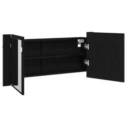Berkfield Home LED Mirror Cabinet Black Oak 100x12x45 cm Engineered Wood - Size: 100 x 12 x 45 cm - thumbnail 6