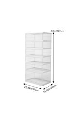Living and Home 6-Tier Foldable Storage Cabinet Shoes Organizer with Doors in White - thumbnail 4