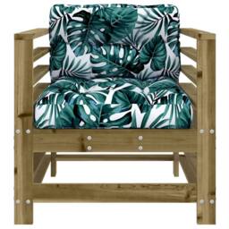 Berkfield Home Beautiful Garden Chairs with Cushions 2 pcs Impregnated Wood Pine in Brown - thumbnail 4