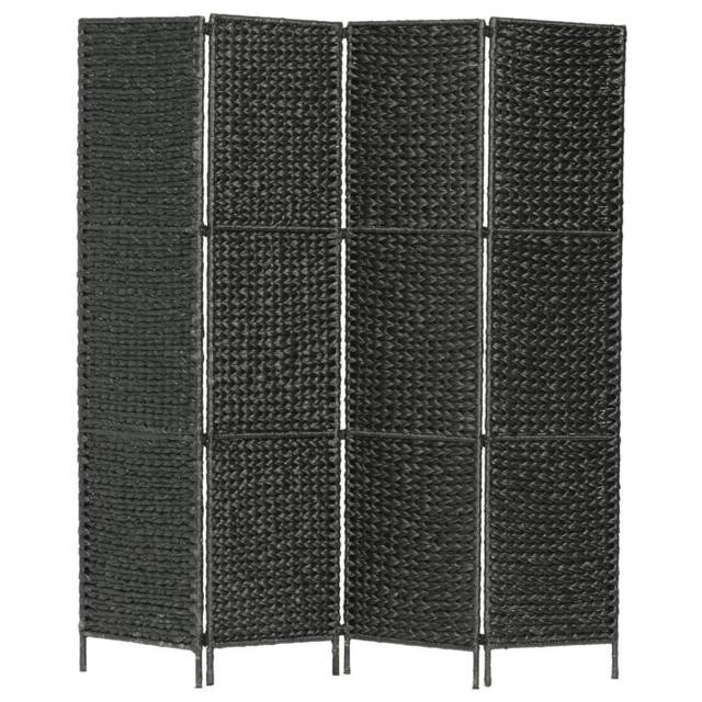 Berkfield Home 4-Panel Room Divider Black 154x160 cm Water Hyacinth - image 1