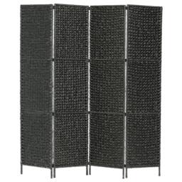 Berkfield Home 4-Panel Room Divider Black 154x160 cm Water Hyacinth - thumbnail 1