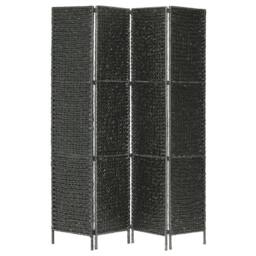 Berkfield Home 4-Panel Room Divider Black 154x160 cm Water Hyacinth - thumbnail 2