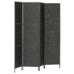 Berkfield Home 4-Panel Room Divider Black 154x160 cm Water Hyacinth - thumbnail 3