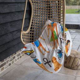 Benjamin Tate Design Egyptian Mythological Signs Blanket in Natural - Size: 120 cm x 150 cm - thumbnail 4