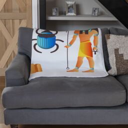 Benjamin Tate Design Egyptian Mythological Signs Blanket in Natural - Size: 120 cm x 150 cm - thumbnail 2