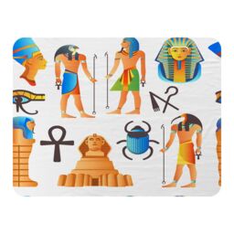 Benjamin Tate Design Egyptian Mythological Signs Blanket in Natural - Size: 120 cm x 150 cm - thumbnail 1