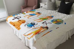 Benjamin Tate Design Egyptian Mythological Signs Blanket in Natural - Size: 120 cm x 150 cm - thumbnail 3