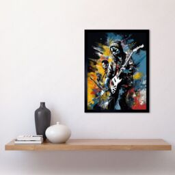 "Artery8 Wall Art Print Music Band on Stage Playing at Festival Modern Acrylic Painting Art Framed in Black - Size: W12"" x H16""" - thumbnail 2