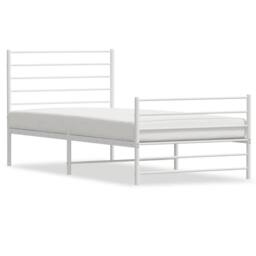 Berkfield Home Metal Bed Frame with Headboard & Footboard White 100x190 cm - thumbnail 3