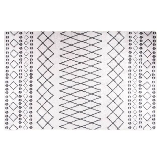 Berkfield Home Rug Washable 160x230 cm Black & White Anti Slip - Size: 100 cm diameter - image 1