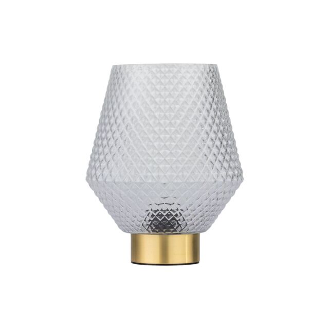 First Choice Lighting Porter - Battery Operated Satin Brass Lamp with Clear Textured Glass in Gold - image 1