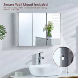 PAWNORA Steel Mirrored Vanity Bathroom Cupboard in Silver - thumbnail 3