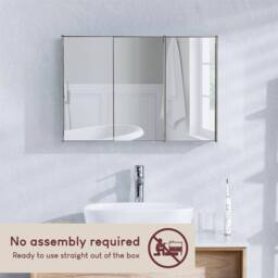 PAWNORA Steel Mirrored Vanity Bathroom Cupboard in Silver - thumbnail 2