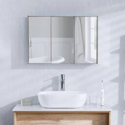 PAWNORA Steel Mirrored Vanity Bathroom Cupboard in Silver - thumbnail 5