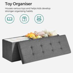 FLAVORA 76 x 38 x 38 cm Light Grey Ottoman Storage Seat Stool outdoor - Size: 0.6m2 - thumbnail 4