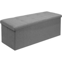 FLAVORA 76 x 38 x 38 cm Light Grey Ottoman Storage Seat Stool outdoor - Size: 0.6m2 - thumbnail 5