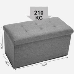 FLAVORA 76 x 38 x 38 cm Light Grey Ottoman Storage Seat Stool outdoor - Size: 0.6m2 - thumbnail 2