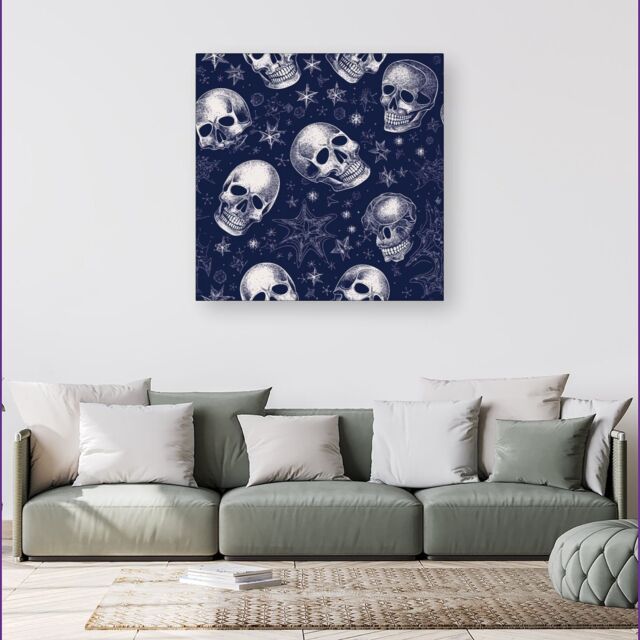 Warren Reed - Designer Evening Skulls & Stars Canvas - Size: w40 inch x h40 inch - image 1