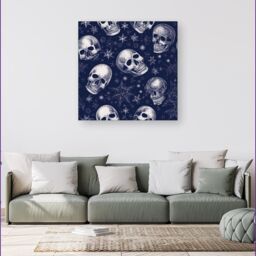 Warren Reed - Designer Evening Skulls & Stars Canvas - Size: w40 inch x h40 inch - thumbnail 1