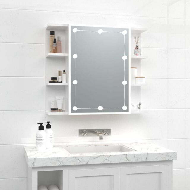 Berkfield Home Mirror Cabinet with LED High Gloss White 70x16.5x60 cm - image 1