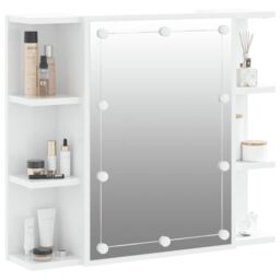 Berkfield Home Mirror Cabinet with LED High Gloss White 70x16.5x60 cm - thumbnail 6