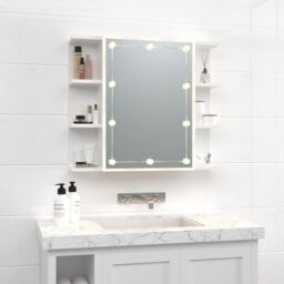 Berkfield Home Mirror Cabinet with LED High Gloss White 70x16.5x60 cm - thumbnail 3